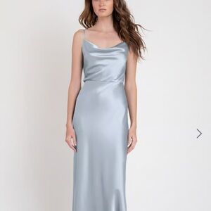 Jenny Yoo Whisper Blue Satin Sylvie Dress